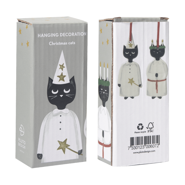 Ciondolo natalizio Christmas cats, 2 pezzi, Nero-bianco Pluto Design