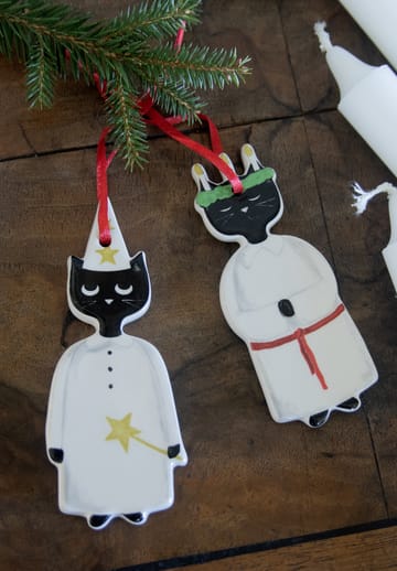 Ciondolo natalizio Christmas cats, 2 pezzi - Nero-bianco - Pluto Design