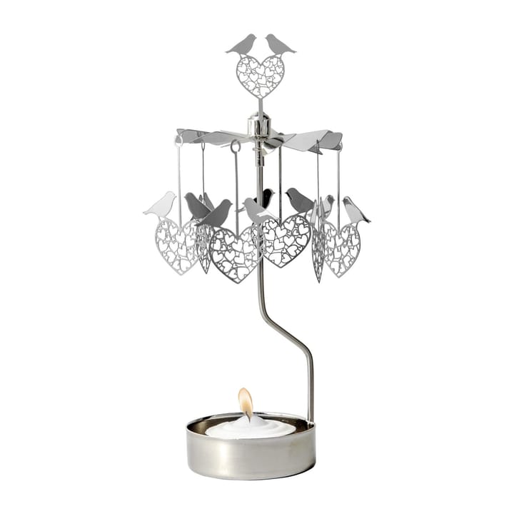 Portacandela con carillon "uccelli e cuori" - Silver - Pluto Design