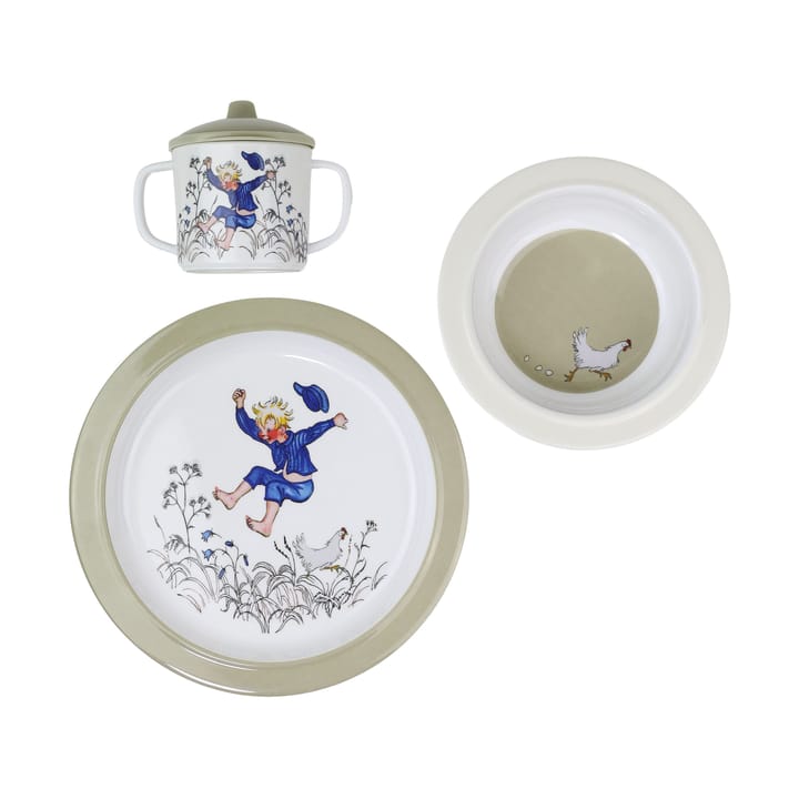 Set di stoviglie per bambini Emil i Lönneberga 3 pezzi - Bianco-blu - Rätt Start