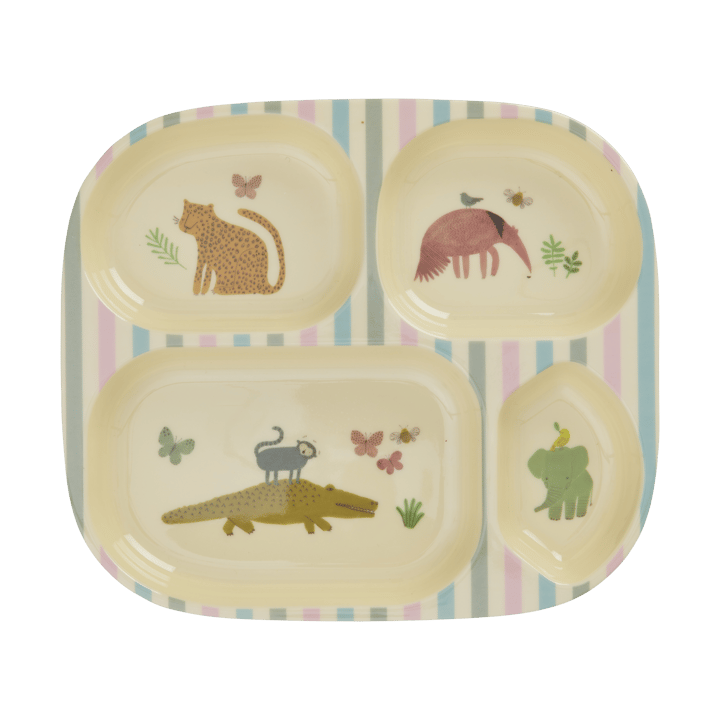 Piatto per bambini Rice in melamina a 4 scomparti - Sweet Jungle Print - RICE