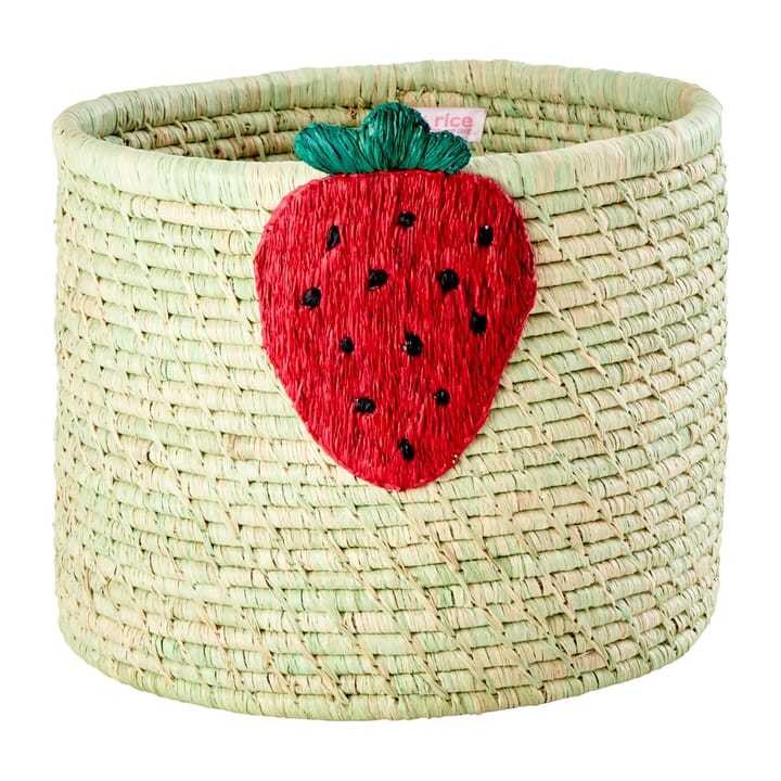 Scatola contenitore in rafia Rice Ø 35 cm, Strawberry embroidery RICE