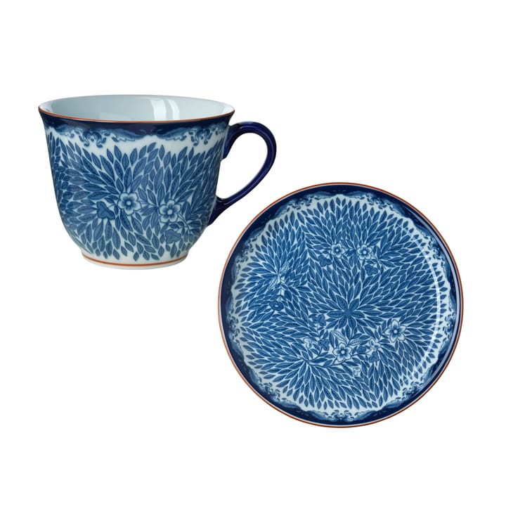 Tazza 40 cl e piatto Ø20 cm Ostindia Floris - Blu - Rörstrand