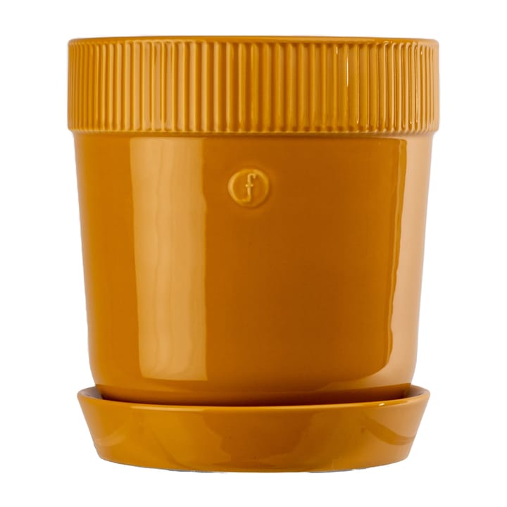 Vaso da fiori Elise con sottovaso, Ø 14 cm - Giallo - Sagaform