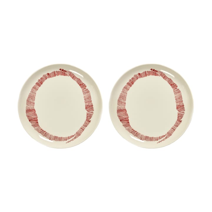 Piatto Ottolenghi Feast M Ø22,5 cm confezione da 2 - White stripes-red - Serax