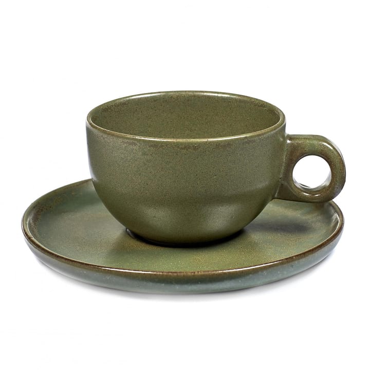 Tazza cappuccino Surface con piattino 23 cl, camogreen Serax