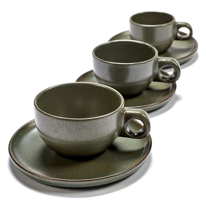 Tazza cappuccino Surface con piattino 23 cl, camogreen Serax