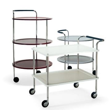 Carrello di servizio Trolley Round basic - rosso vino, struttura cromata - SMD Design