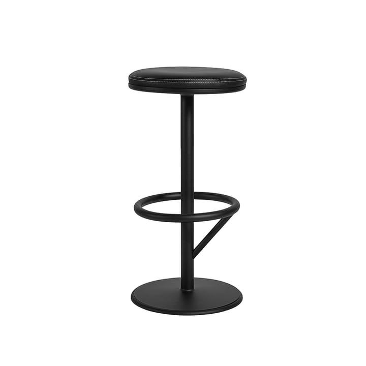 Sgabello da bar basso Orbit - nero opaco, pelle nera - SMD Design