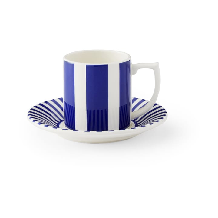 Tazza da espresso Steccato 8 cl e piattino Ø11 cm - Blu-bianco - Spode