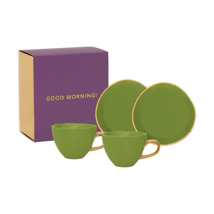 Set regalo tazze cappuccino & piattini Good Morning 2 pezzi - Evergreen sprig - URBAN NATURE CULTURE