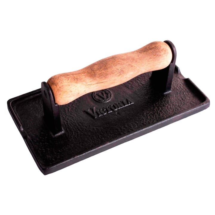 Pressa per bacon e barbecue in ghisa con manico in legno - 21x11 cm - Victoria