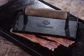 Pressa per bacon e barbecue in ghisa con manico in legno - 21x11 cm - Victoria