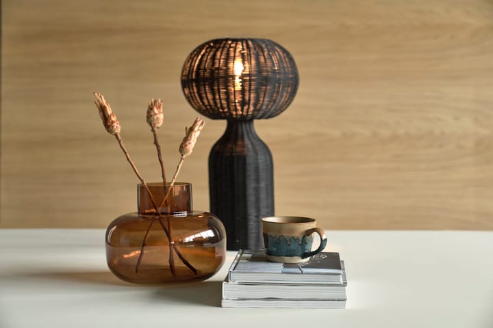 Lampada da tavolo in rattan Werna Ø 30 cm, Nero Villa Collection