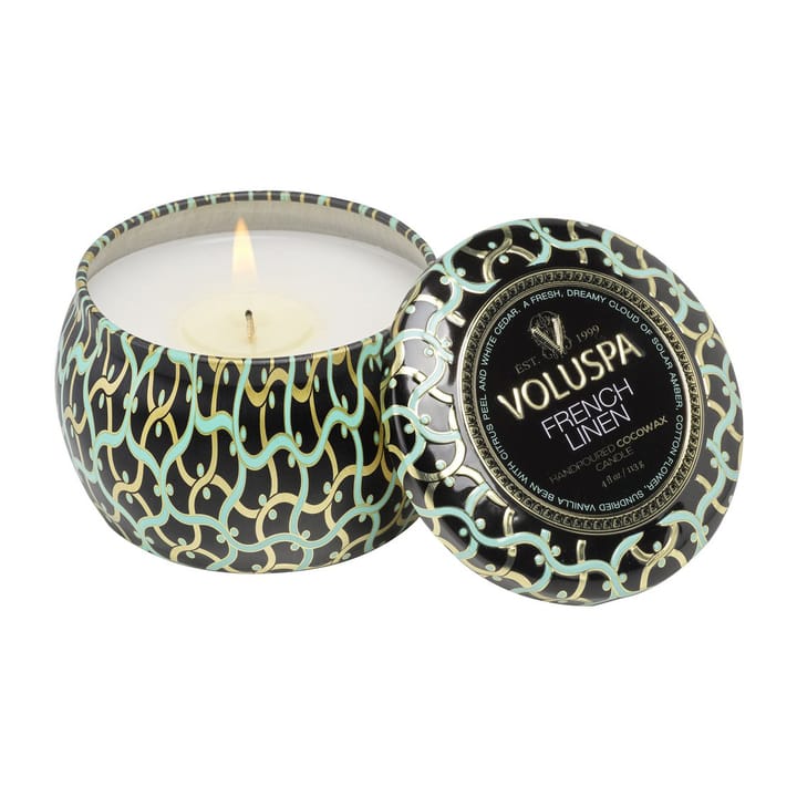 Candela profumata Maison Noir Mini Tin 25 ore, French linen Voluspa