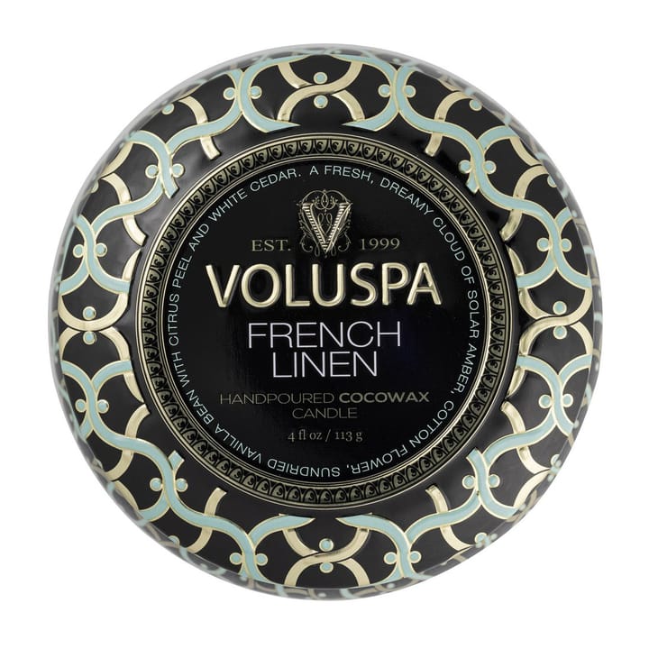 Candela profumata Maison Noir Mini Tin 25 ore, French linen Voluspa