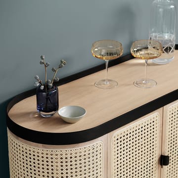 Mobile bar Be My Guest - legno di rattan, rovere oliato chiaro, base in acciaio nero - Warm Nordic