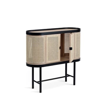 Mobile bar Be My Guest - legno di rattan, rovere oliato chiaro, base in acciaio nero - Warm Nordic