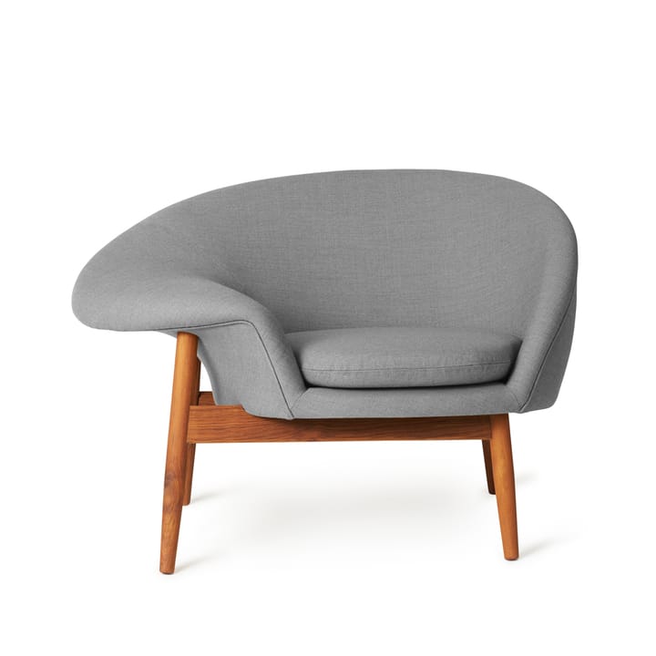 Poltrona Fried Egg - tessuto canvas 134 grey melange, gambe in teak oliate - Warm Nordic