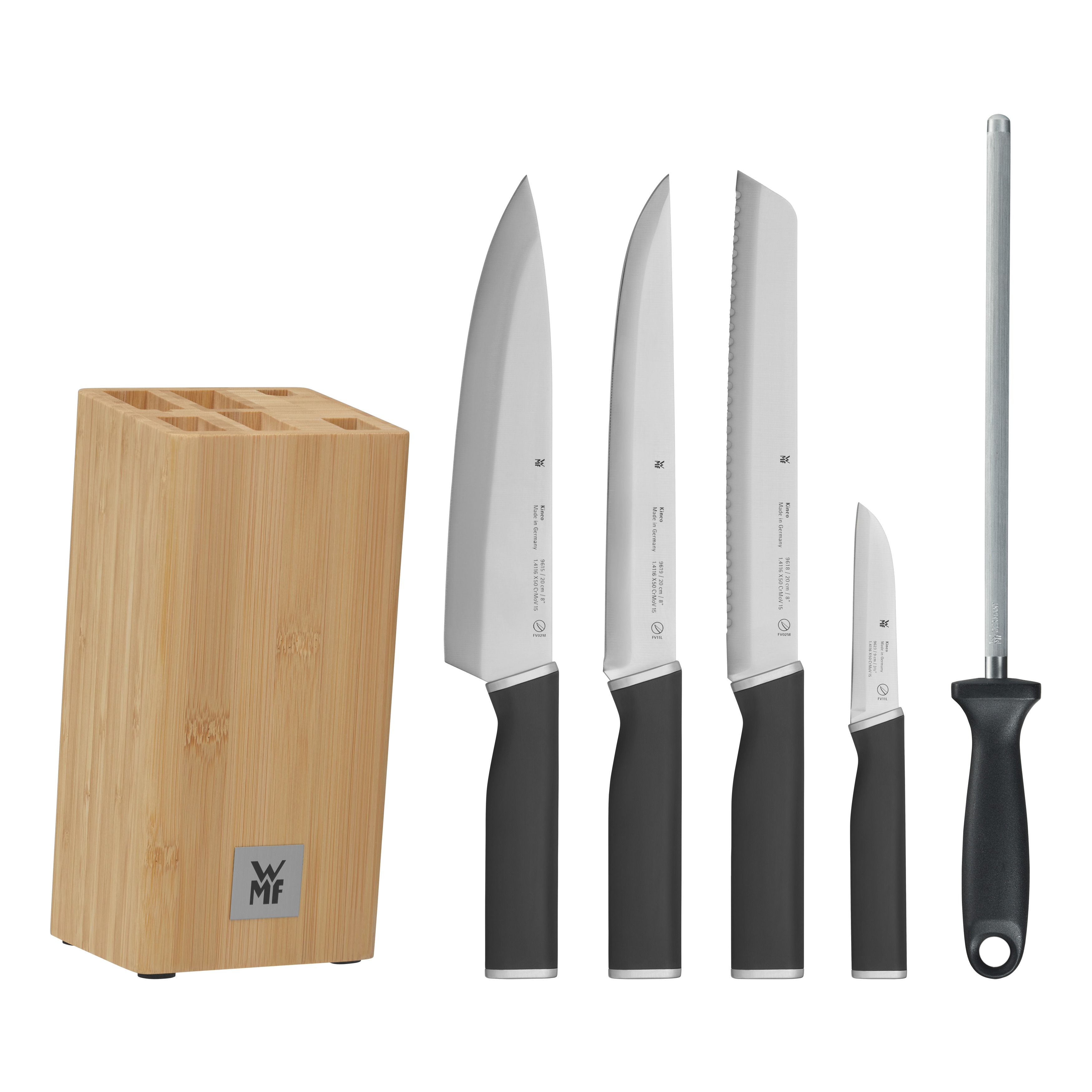 Set Coltelli Cucina 8 Pezzi, Ceppo Coltelli in Legno, Lame Acciaio