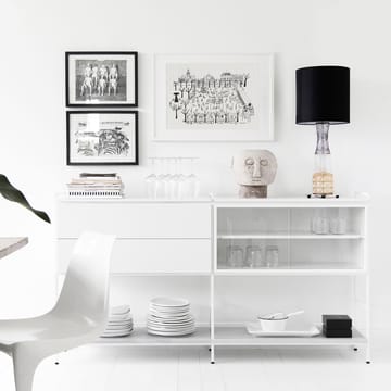 Credenza "Molto", media - bianco, 2 moduli con vetrina - Zweed