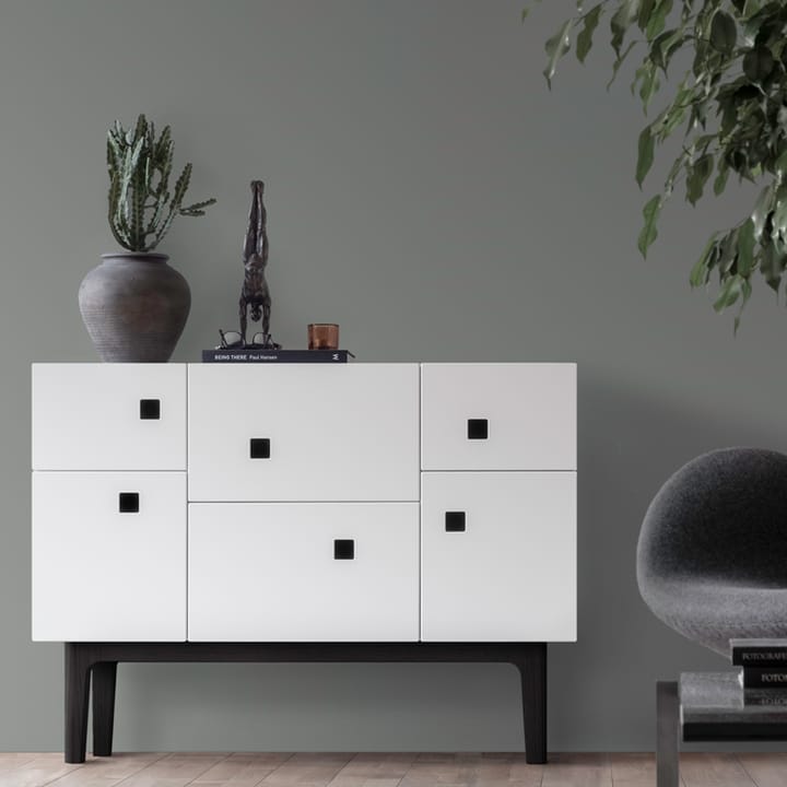 Credenza Peep C2, bianco, laccato nero Zweed