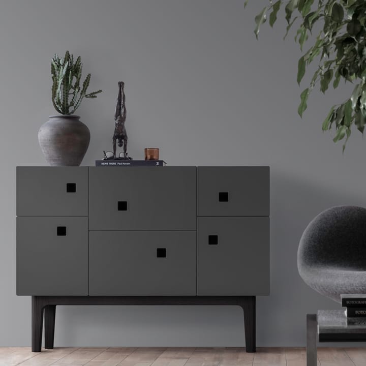 Credenza Peep C2, slate grey, laccato nero Zweed